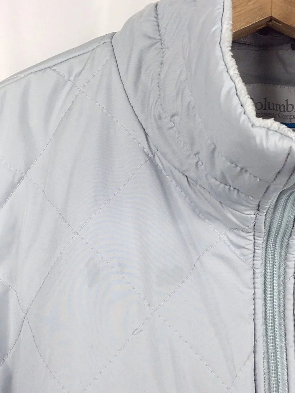 Columbia Quilted Puffer Jacket Womens Size Medium Gray Full Zip